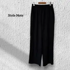 スタイルノート【M】キレイめジャージ ワイドパンツ 黒 ウエストゴム ライン