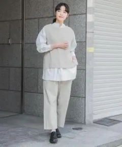 美品　Kagure かぐれ　デザインニットベスト　ノースリーブ　リネンコットン