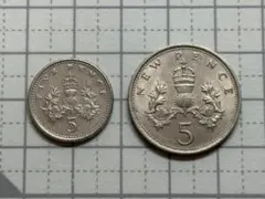 イギリス 5ペンス 1970年 1990年 白銅貨 計2枚 古銭 硬貨 貨幣のサムネイル