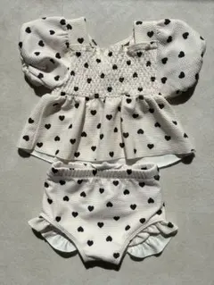 Cottoli ハート柄 フリル付き水着 90cm
