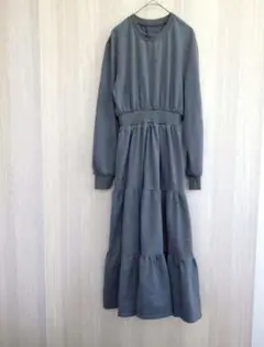 ココモモ ワンピース ロングワンピース トレーナー フレア グレー フリーサイズ