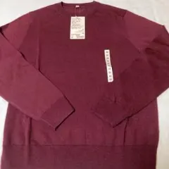 無印　クルーネックセーターM(赤)新品