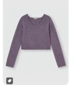 パフィータッチVネッククロップドセーターMパープル ニット GU