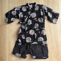 黒い甚平 100cm 月と金魚の柄　洋風