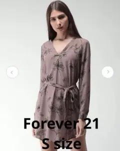 【Forever21】 薄紫色 花柄 ラップデザイン 長袖チュニックのサムネイル