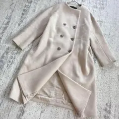 リエス　Liesse　ノーカラーコート　ロングコート　ダブル　ドロップショルダー