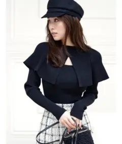 SNIDEL Sustaina2wayケープニットプルオーバー　BLK