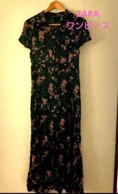 ZARA 半袖フローラルロングワンピース