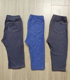 ユニクロ UNIQLO デニムライク 七分丈レギンス 110cm 3枚セット