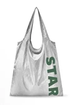 【海外スタバ限定】starbucks メタリック エコバッグ　シルバー