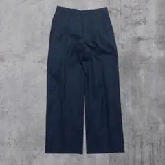 ワイドストレート スラックス 2タック センタープレス ネイビー きれいめ