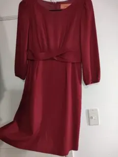 美品✦SunaUnaスーナウーナ　ウールパフスリーブワンピースM　ボルドー