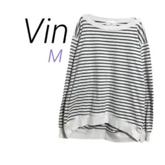 Vin【M】ボーダー長袖カットソー ゆったりサイズ