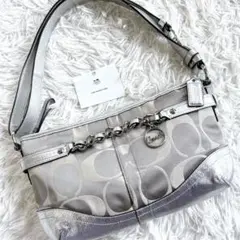 極美品 COACH コーチ ショルダーバッグ シグネチャー キャンバス ソーホー