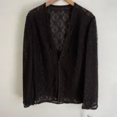 ♡新品♡東京ソワール　黒いレース長袖カーディガン　Lsize