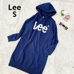 リー Lee パーカーワンピース 裏起毛 ネイビー 防寒 カジュアル ロゴ S