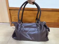 ブラウン トートバッグ 外ポケット付き