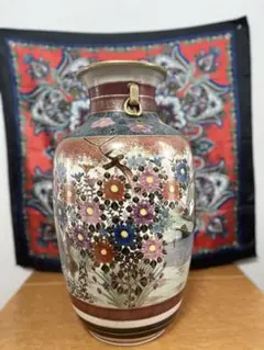 手描き陶器 花瓶 中型