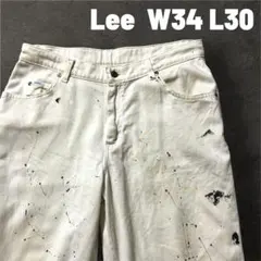 【一点物】Lee ペンキダメージ加工 ホワイトデニム W34 L30のサムネイル