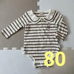 petit main ミッフィー　ストライプ 襟付きロンパース80cm