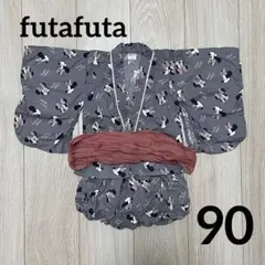 futafuta ミニー 甚平 浴衣 90cm 帯付き グレー バースデイ