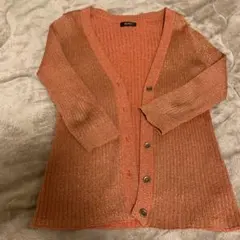 BOSCH ボッシュ オレンジ リブ編み カーディガン　着丈56
