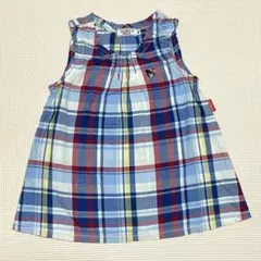 ミキハウス DOUBLE.B 80チェック柄 ノースリーブワンピース