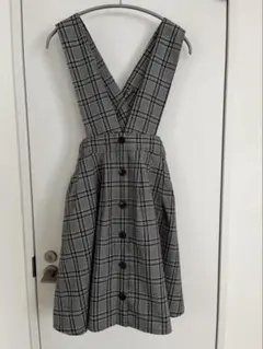 【美品】ポンポネット　チェック フレアジャンバースカート　150