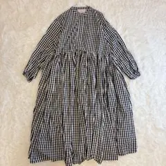 ビアズリー 先染めギャザーワンピース 洗える ギンガムチェック サイズ