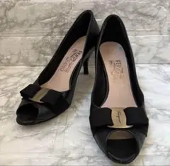 【訳あり大特価】オープントゥハイヒールFerragamoフェラガモ22〜22.5