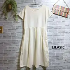 カットソーワンピース Aライン リネンブレンド ギャザー 大人可愛い ゆったり