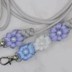 ハンドメイド ストラップ スマホ ショルダー パラコード 花x4 SH497