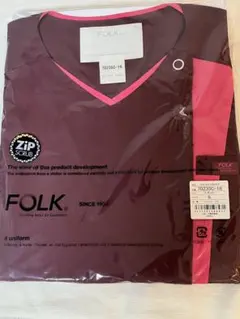 FOLK スクラブ　ナース服　介護シャツ　介護ユニフォーム　医療ユニフォーム S