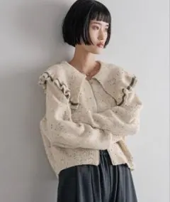 LOWRYSFARM フリルzipカーディガン