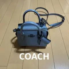 美品 コーチCOACHクロコダイルエンボスドレザーバッグブルー