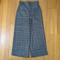 グレー系チェック ワイドパンツ Ｌ