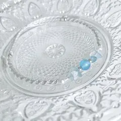 マクラメ編みブレスレット　天然石　瑪瑙　ブルーアゲート　アクアマリン　ミサンガ