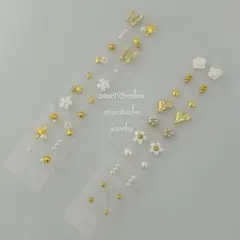 耳ツボジュエリー　2シート　ホワイト　ゴールド　パール　金粒40粒