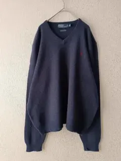 Polo by Ralph Lauren ネイビー Vネックセーター XXL