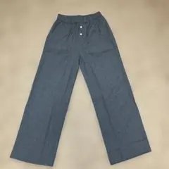 サイズL コットン100 ルームウェア　グレー ワイドパンツ ボタン付き