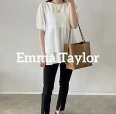 Emma Taylor シアージャガードドッキングカットソー ブラウス　白のサムネイル