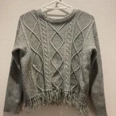 LOWRYS FARM グレー ケーブル編み ニット M