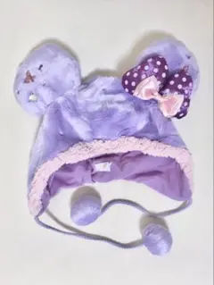美品 ディズニー ファンキャップ ミニー 紫
