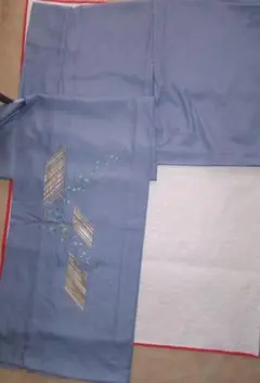 絽洗える付下げ着物　青みがかったグレー地