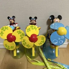 ジャンク品ミッキーマウス 飛行機型ハンディファン 3個セット