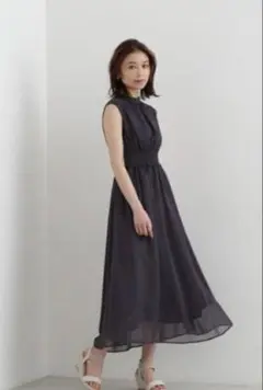 美品 NATURAL BEAUTY _ウエストシャーリング楊柳ワンピースS