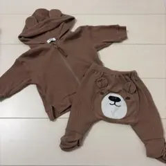 クマ耳付きブラウンセットアップ　breeze 70