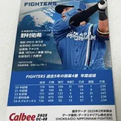 プロ野球チップス2025 第2弾 野村祐希選手 日ハム開幕四番カード