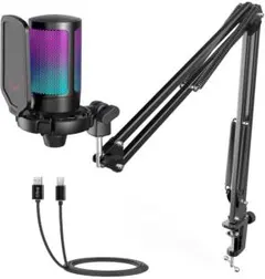 新品⭐️ AmpliGame マイクロホンキット A6T ゲーミングマイク　黒色1