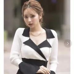 LIP SERVICE バイカラークラシカルボタンリブワンピース ミックス　ミニ